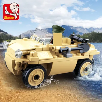 103Pcs Militare WW2 Amfibii Model de Masina Cărămizi Trupele Armatei Masina Playmobil DIY Blocuri Seturi de Jucării Educative pentru Copii