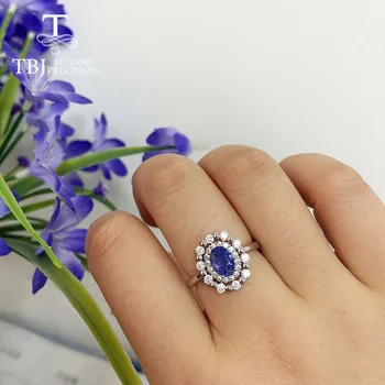 Naturale Albastru tanzanite set de bijuterii ovala 6*8mm incuietoare cercei inel clasic 4.5 ct real piatră prețioasă de bijuterii fine de argint 925