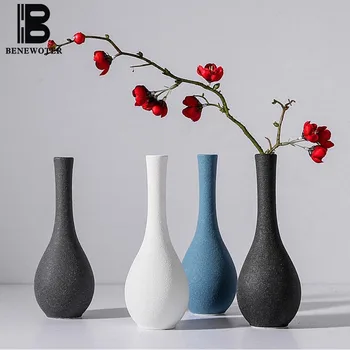 Zen Ceremonia De Ceramică Ceramică Grosieră Vaza De Flori Alb Albastru Negru Cu Geamuri Aroma De Ulei Esential De Sticla Hidroponice Titularul Decor Acasă