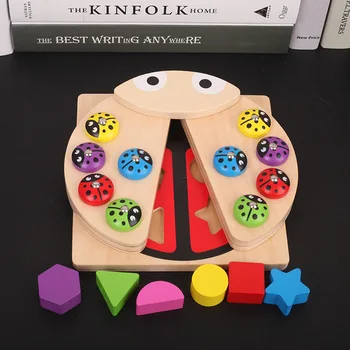Creative Joc de Pescuit Ladybird, Gărgăriță Copil jucărie din Lemn Forma Bloc Amuzant de Învățare de Învățământ de masă jucarii pentru copii joc de petrecere