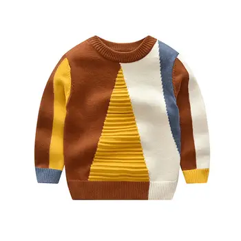 Copii pentru Copii Tricou Pulover Galben Squar Dreptunghi Stil Meci Băiețel Tinuta O-Gât Haine Tricotate pentru 2T-7T