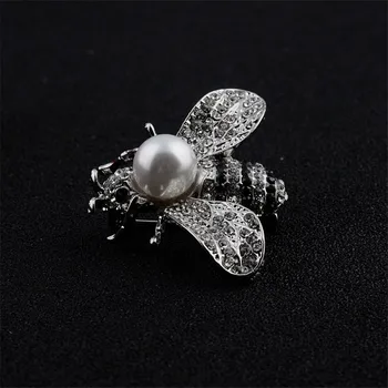 Pinkdudu Vintage Cristal Pearl Albine Broșe Moda Drăguț Insecte Mici Ace de Brosa pentru Femei Elegante Haina Accesorii PD053
