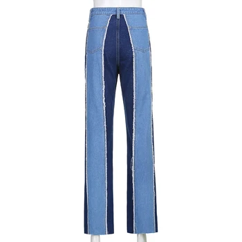 Weekeep Vintage anii ' 90 Mozaic Talie Inalta Blugi Pantaloni Femei Streetwear Liber Drept Pantaloni Doamnelor Codrin coreean Pantaloni Denim