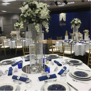 6PCS 110cm inaltime aur, argint stand de flori florale nunta de cristal florale pentru nunta decor de masă piloni