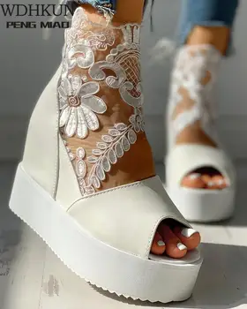 Primăvara Femei Sandale Cu Toc Casual Etnice Sandale Wedges Inaltime Platforma Creșterea Indesata Doamnelor Pantofi De Zapatos De Mujer