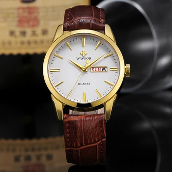 WWOOR Ceas Barbati Brand de Top Mens Clasic ceasuri de Lux din Piele Casual de Afaceri Cuarț Ceas de mână pentru Bărbați Impermeabil Data Ceas Cadouri