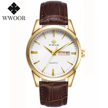 WWOOR Ceas Barbati Brand de Top Mens Clasic ceasuri de Lux din Piele Casual de Afaceri Cuarț Ceas de mână pentru Bărbați Impermeabil Data Ceas Cadouri