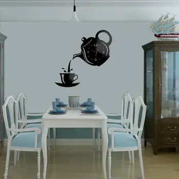 HOT-Creative Diy Acrilice Ceașcă de Cafea Ceainic 3D Ceas de Perete Decorativ Bucătărie Ceasuri de Perete Camera de zi Sala de Mese Decor Acasă Ceas