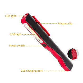 2PC COB LED Lanterna Magnetica Lumina de Lucru Felinar Portabil USB Reîncărcabilă Lanterna Lucrările de Întreținere Lanterne Clip Lampă de Buzunar
