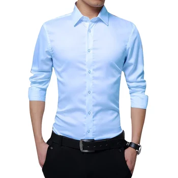 Bărbați Moda Bluza Camasa Maneca Lunga de Afaceri Sociale Tricou de Culoare Solidă Turn-gât Plus Dimensiune Munca Bluza Brand de Haine