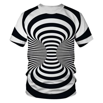 De sex masculin Moda Barbati Stropi de cerneală de Imprimare 3D Vision tricou primavara-Vara Bluză Casual T-shirt, Bluze cu Maneci Scurte