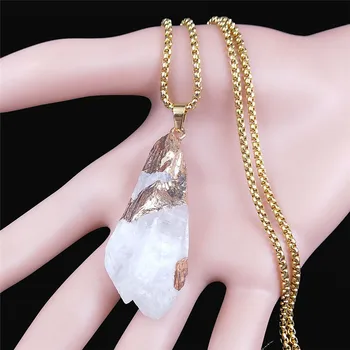 Mare Wite Cristal Lanț din Oțel Inoxidabil Coliere pentru Femei de Culoare de Aur Coliere Lungi Pandantive Boho Bijuterii bijoux femme N5030S04