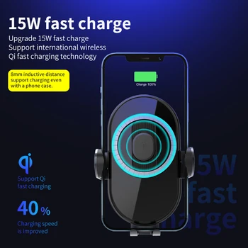 Masina suport de telefon 15w qi wireless charger pentru iPhone X Samsung S10 S9 S8 telefon suport auto telefon încărcător de putere în aer aerisire