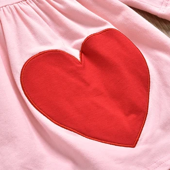 2-7Y Ziua Îndrăgostiților Copilul mic Copil Fata Set Haine cu Maneci Lungi Inima Tunica tricou Top + Pantaloni de Flori Costume Copii Costume