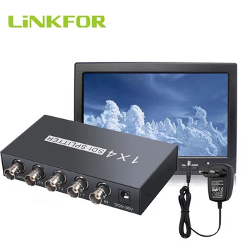 LiNKFOR 1x4 Splitter Pentru SD-SDI, HD-SDI 3G-SDI Repetor Extender 1 Intrare si 4 iesiri 1080P 60HZ Repartitoare 1x4 Cu Adaptor de Alimentare