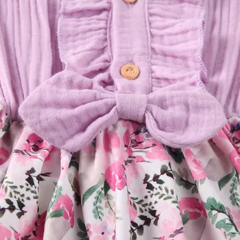 Fata Rochie de Vară 2020 Copilul copil Fete Copil Arc fără Mâneci Florale Rochie de Imprimare Sunsuit Fusta Haine 1-6Y