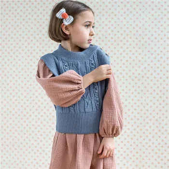 EnkeliBB 2021 Soor Ploom Epocă Fata Haine Tricotate și Vesta Frumoasa Dulce pentru Copii Design de Brand de Haine de Primăvară Copil Fata Topuri