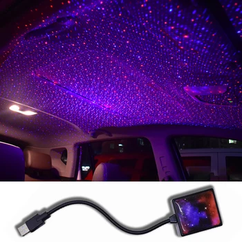 Masina Acoperiș de Stele Lumina de Interior Mini LED Înstelat Atmosfera Ambiantă Proiector Lumini USB Auto Decor de Noapte Galaxy Lampa