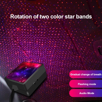 Masina Acoperiș de Stele Lumina de Interior Mini LED Înstelat Atmosfera Ambiantă Proiector Lumini USB Auto Decor de Noapte Galaxy Lampa