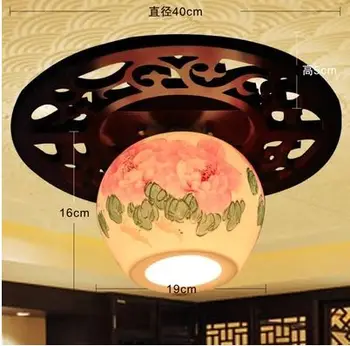 Ming și Qing dinastii Chineze tavan lampa iluminat din lemn masiv ceramice living coridor verandă, culoar, balcon, lampă de plafon