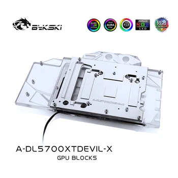 Bykski Apă Bloc folosi pentru PowerColor 5700XT Red DEVIL/ Dragon / Plin de Acoperire de Cupru Radiator Bloc / 3PIN 5V-O-RGB / 4PIN 12V RGB