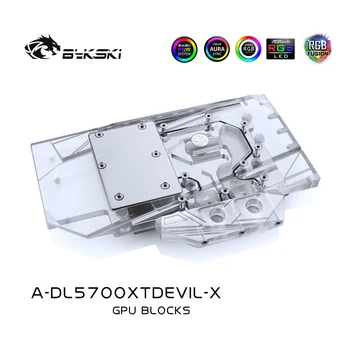Bykski Apă Bloc folosi pentru PowerColor 5700XT Red DEVIL/ Dragon / Plin de Acoperire de Cupru Radiator Bloc / 3PIN 5V-O-RGB / 4PIN 12V RGB