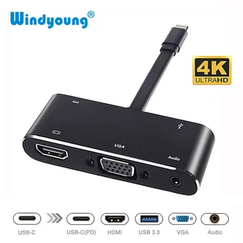 USB de Tip C HUB USB-C la HDMI 4K USB3.0 Audio VGA HUB Thunderbolt 3 Adaptor pentru MacBook pro Samsung Note8 S8 S9 Dex Modul de Nintendo