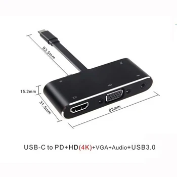 USB de Tip C HUB USB-C la HDMI 4K USB3.0 Audio VGA HUB Thunderbolt 3 Adaptor pentru MacBook pro Samsung Note8 S8 S9 Dex Modul de Nintendo