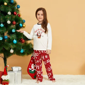 De Crăciun, Familia De Potrivire Haine Cu Maneci Lungi Santa Top Imprimate Scrisoare De Imprimare Pantaloni De Familie Pijama Set 2 Buc
