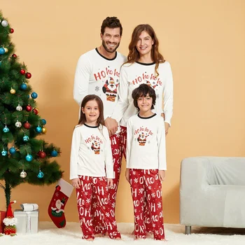 De Crăciun, Familia De Potrivire Haine Cu Maneci Lungi Santa Top Imprimate Scrisoare De Imprimare Pantaloni De Familie Pijama Set 2 Buc