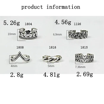 Argint 925 placat țesute poftă de mâncare inele de argint de epocă vechi de moda wid deschide inele pentru femei bijuterii vintage pentru farmece