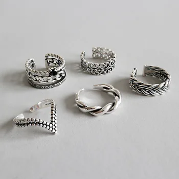 Argint 925 placat țesute poftă de mâncare inele de argint de epocă vechi de moda wid deschide inele pentru femei bijuterii vintage pentru farmece