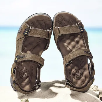 CĂMILĂ Bărbați Sandale de Vara piele de Vacă din Piele pantofi Casual Curea Fisherman Sandal Drumeții în aer liber de Mers pe jos de Plajă Pantofi pentru Bărbați