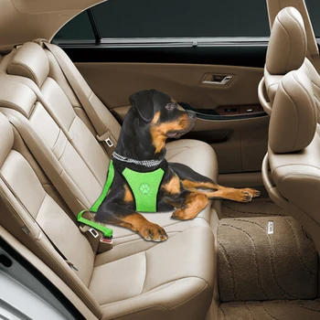 Nailon Ochiurilor De Plasă Respirabil Ham Cu Vesta De Siguranță Animale De Companie Centura De Scaun Auto Lesa Câine De Plumb Reglabil Cablajului Vehiculului Pentru Mediu Pentru Câini De Talie Mare