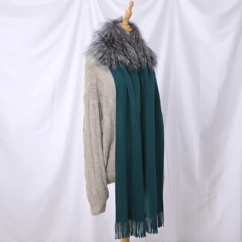 2020 Nou Brand de Moda pentru Femei Toamna Iarna Lână Mozaic Vulpe Blană Tricotate Eșarfă Eșarfe Împachetări Blana Esarfe de Lux Cape Pashmina