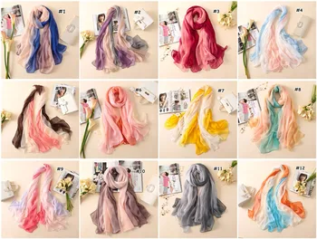 2020 nou eșarfă mare crep de mătase ombre șal Sarong frumos nuanta de culoare eșarfe și șaluri musulmane hijab moda eșarfe de mătase moale folie