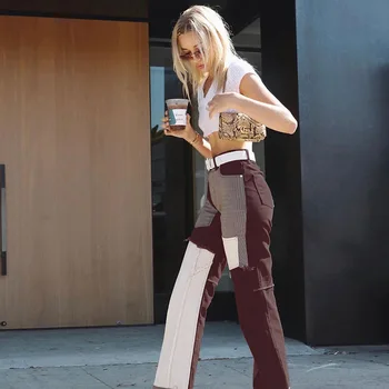 Weekeep Mozaic Streetwear Blugi Femei Iubiți Design De Talie Mare Direct Pantaloni Din Denim Toamna 2020 Casual Largi Pantaloni De Marfă