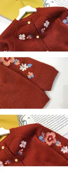 Noua Toamna Cardigan Copii Brodate, Țesute Pulover Fata pulover Tricotate fată copilul haine de iarnă