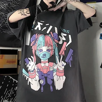 MoneRffi Vara Gotic Femei Tee Estetice Vrac Femei T-shirt Punk Grunge Întuneric Streetwear Doamnelor Tricouri Harajuku Tee Topuri Y2k