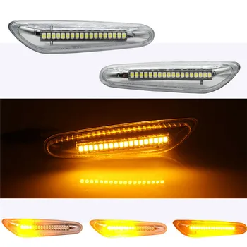2 buc Obiectiv Clar Amber Laterale LED-uri Lumini de poziție Repetitor de Semnal, Lampa Indicatoare de Piese Auto pentru BMW E46 E60 E82 E88 E90 E92 E93