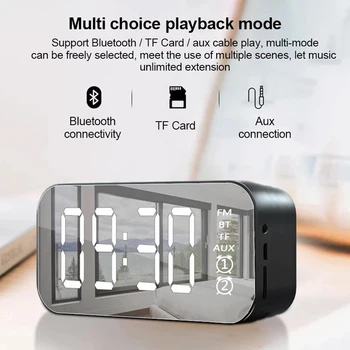HiFi LED Oglinda Ecran Ceas Deșteptător Subwoofer Ceas de Masa Digital Ceas Despertador fără Fir Bluetooth Boxe FM masa Decor de Masă