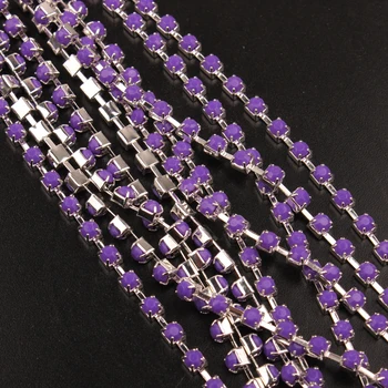 Violet SS12 10yards Cristal Acrilic lanț cu lanț de cupa, baza de argint rare de Îmbrăcăminte/încălțăminte accesorii transport Gratuit NOI