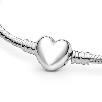 Inima Incuietoare Femei Bratara Argint 925 Inima Incuietoare Lanț De Șarpe Farmecul Brățară Pentru Femei Bijuterii De Argint Sterlină A Face