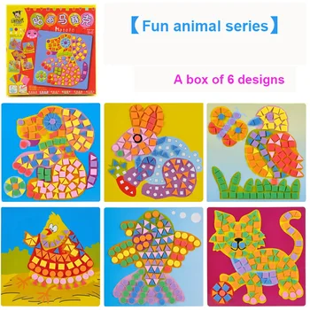 6 buc/set Copii Puzzle DIY Spuma Mozaic Autocolante de Arta EVA Desene animate Cristal 3D Autocolant Creative, Jucarii Educative Pentru Copii