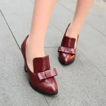 2018 Primăvară Pantofi pentru Femei de Dimensiuni Mici 31 33 Papion Toc Înalt Pantofi Custom Made Mare Dimensiune 44 47 48 Subliniat Șeful Doamnelor Pantofi Singur