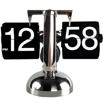 Retro Flip Peste Ceas De Birou Din Oțel Inoxidabil Flip Dințată Acționată Flip-Ceas De Masa Operate De Cuarț Ceasuri Mici Dimensiuni