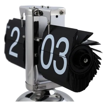 Retro Flip Peste Ceas De Birou Din Oțel Inoxidabil Flip Dințată Acționată Flip-Ceas De Masa Operate De Cuarț Ceasuri Mici Dimensiuni