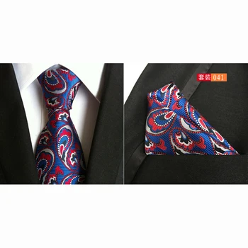 Ricnais Mens Cravată Cravată cu Dungi Set 8cm de Mătase, cravată o Batistă Set de Moda Roșu Paisley Legături de Gât Pentru Om de Afaceri de Nunta