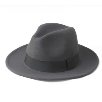 Moda Lână Margine Largă de Toamna si Iarna Barbati Simțit Trilby Hat Fedora Pentru Domnul de Sus Cloche Panama Sombrero Capac 58CM