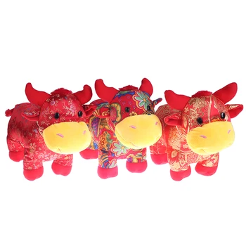 30cm 2021 An Zodiac Chinezesc Bou Bovine Jucărie de Pluș Roșu de Lapte de Vacă Mascotă de Pluș Papusa Noua~